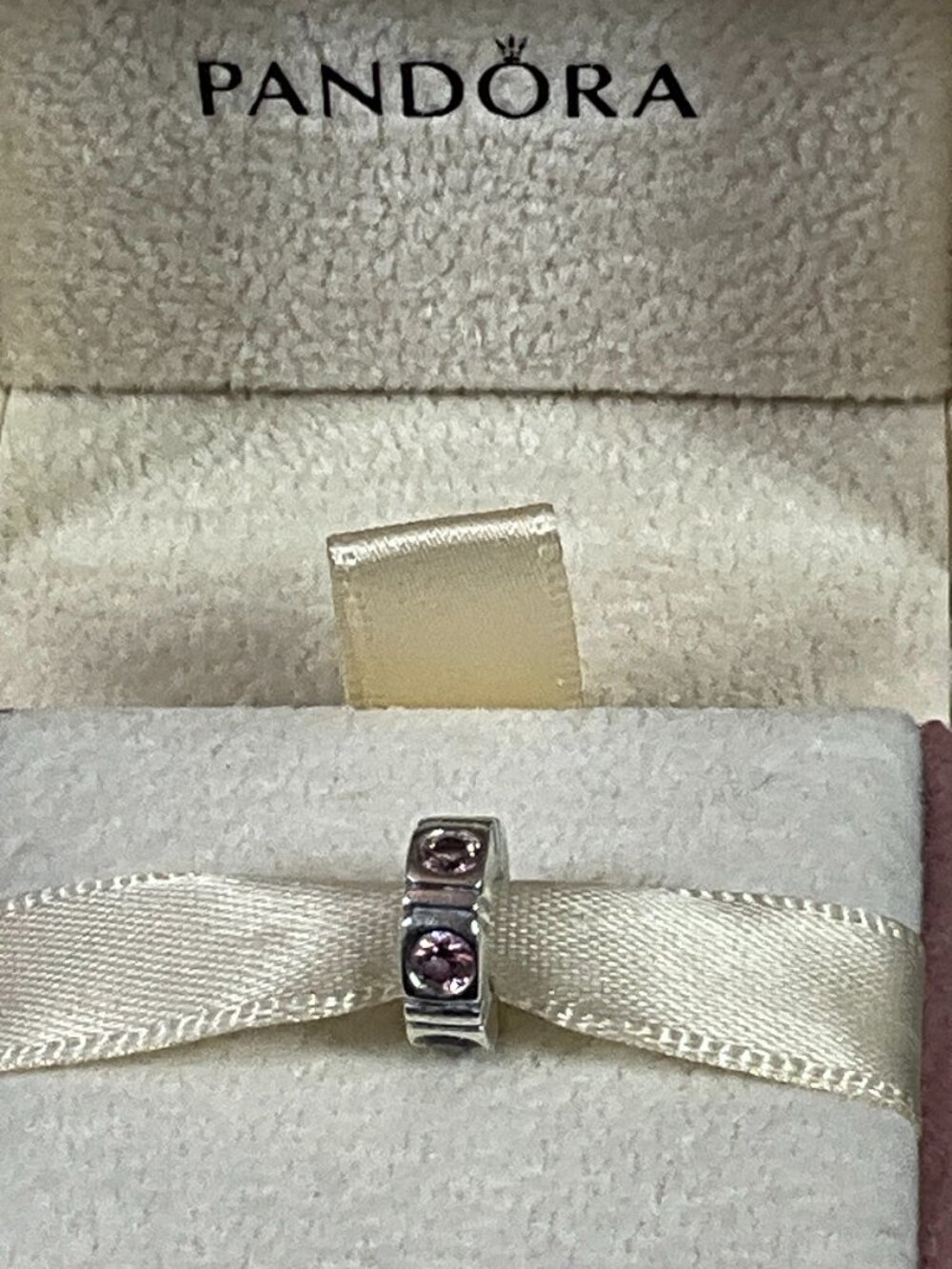 NWOT Pandora Sterling Silver Pink Trinity Spacer/Charm 790368CZ